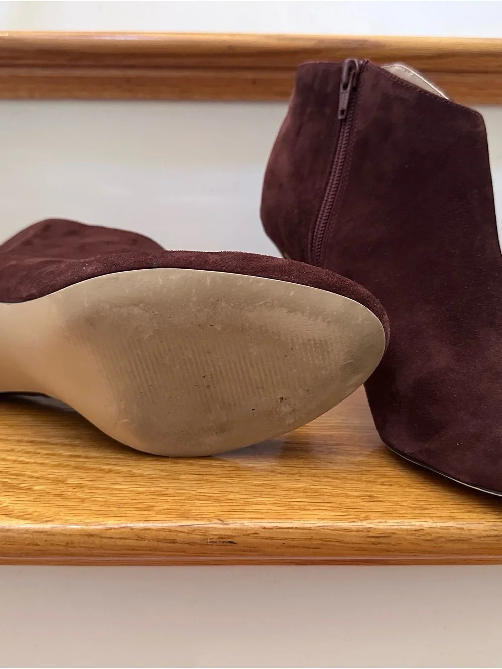 Sole Society Women's Suede Ankle Booties in Burgundy - Classic Heel size 10